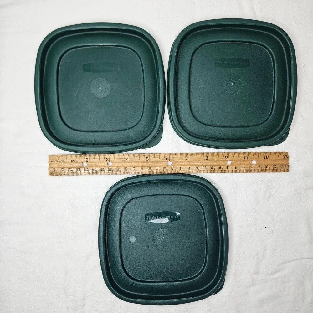 Rubbermaid 7J64 Replacement Lids Square Dark‎ Hunter Green Set of 3 6 in